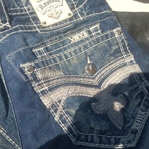 Rock Revival Blue and White Relaxed Men Jeans